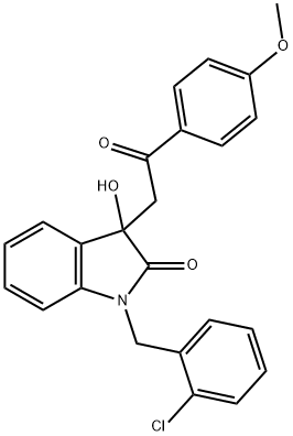 1-(2-chlorobenzyl)-3-hydroxy-3-[2-(4-methoxyphenyl)-2-oxoethyl]-1,3-dihydro-2H-indol-2-one 结构式