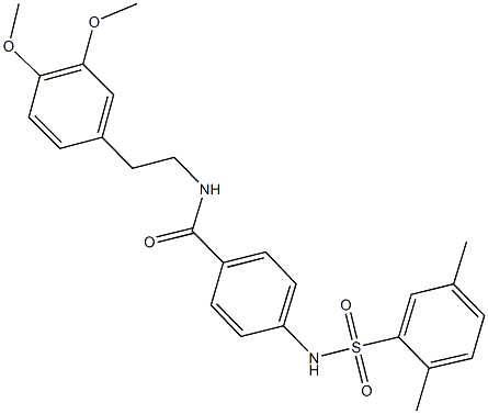 N-[2-(3,4-dimethoxyphenyl)ethyl]-4-{[(2,5-dimethylphenyl)sulfonyl]amino}benzamide 结构式