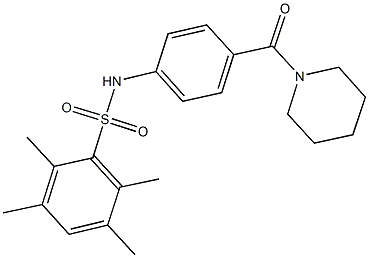 2,3,5,6-tetramethyl-N-[4-(1-piperidinylcarbonyl)phenyl]benzenesulfonamide 结构式