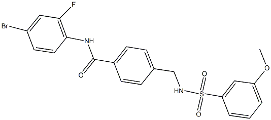 N-(4-bromo-2-fluorophenyl)-4-({[(3-methoxyphenyl)sulfonyl]amino}methyl)benzamide 结构式