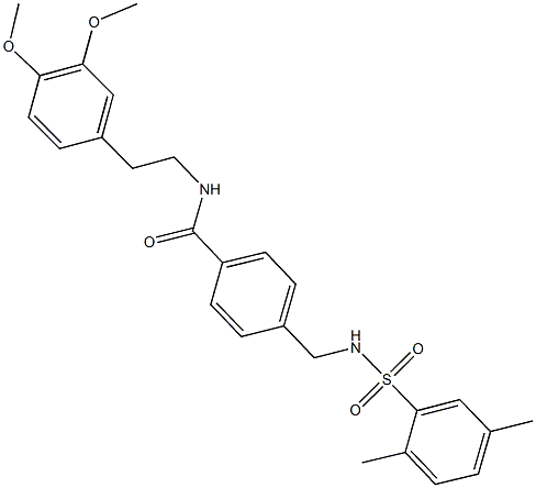 N-[2-(3,4-dimethoxyphenyl)ethyl]-4-({[(2,5-dimethylphenyl)sulfonyl]amino}methyl)benzamide 结构式