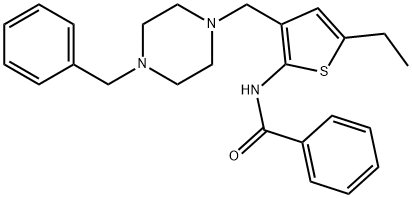 N-{3-[(4-benzyl-1-piperazinyl)methyl]-5-ethyl-2-thienyl}benzamide 结构式