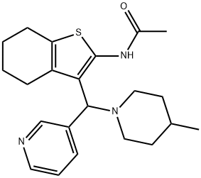 N-{3-[(4-methyl-1-piperidinyl)(3-pyridinyl)methyl]-4,5,6,7-tetrahydro-1-benzothien-2-yl}acetamide 结构式