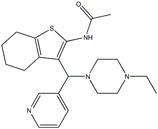 N-{3-[(4-ethyl-1-piperazinyl)(3-pyridinyl)methyl]-4,5,6,7-tetrahydro-1-benzothien-2-yl}acetamide 结构式