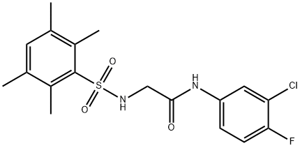 N-(3-chloro-4-fluorophenyl)-2-{[(2,3,5,6-tetramethylphenyl)sulfonyl]amino}acetamide 结构式