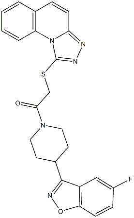 2-[4-(5-fluoro-1,2-benzisoxazol-3-yl)-1-piperidinyl]-2-oxoethyl [1,2,4]triazolo[4,3-a]quinolin-1-yl sulfide 结构式