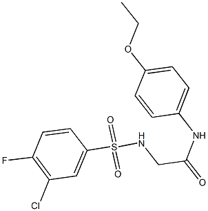 2-{[(3-chloro-4-fluorophenyl)sulfonyl]amino}-N-(4-ethoxyphenyl)acetamide 结构式