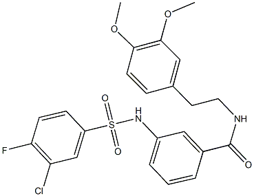3-{[(3-chloro-4-fluorophenyl)sulfonyl]amino}-N-[2-(3,4-dimethoxyphenyl)ethyl]benzamide 结构式