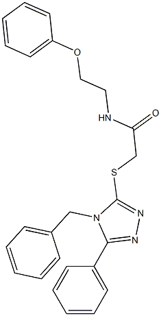 2-[(4-benzyl-5-phenyl-4H-1,2,4-triazol-3-yl)sulfanyl]-N-(2-phenoxyethyl)acetamide 结构式