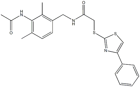N-[3-(acetylamino)-2,4-dimethylbenzyl]-2-[(4-phenyl-1,3-thiazol-2-yl)sulfanyl]acetamide 结构式