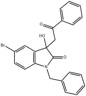 1-benzyl-5-bromo-3-hydroxy-3-(2-oxo-2-phenylethyl)-1,3-dihydro-2H-indol-2-one 结构式