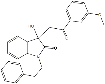 3-hydroxy-3-[2-(3-methoxyphenyl)-2-oxoethyl]-1-(2-phenylethyl)-1,3-dihydro-2H-indol-2-one 结构式