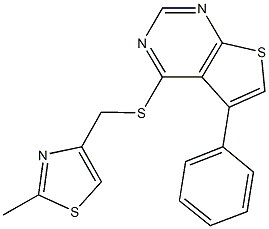 (2-methyl-1,3-thiazol-4-yl)methyl 5-phenylthieno[2,3-d]pyrimidin-4-yl sulfide 结构式