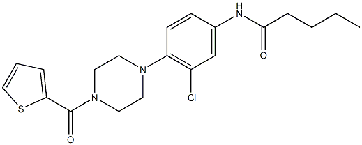 N-{3-chloro-4-[4-(2-thienylcarbonyl)-1-piperazinyl]phenyl}pentanamide 结构式