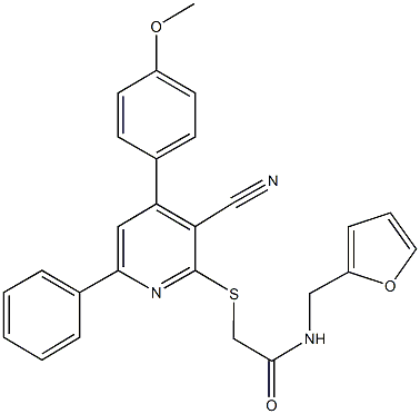 2-{[3-cyano-4-(4-methoxyphenyl)-6-phenyl-2-pyridinyl]sulfanyl}-N-(2-furylmethyl)acetamide 结构式