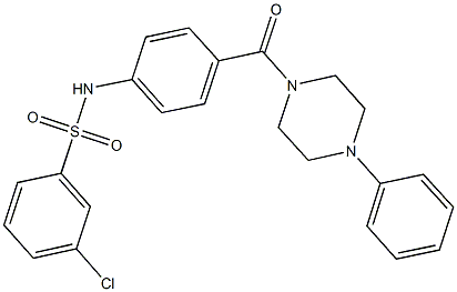 3-chloro-N-{4-[(4-phenyl-1-piperazinyl)carbonyl]phenyl}benzenesulfonamide 结构式