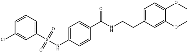 4-{[(3-chlorophenyl)sulfonyl]amino}-N-[2-(3,4-dimethoxyphenyl)ethyl]benzamide 结构式