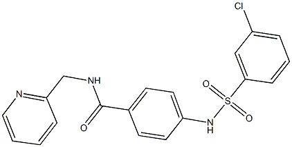 4-{[(3-chlorophenyl)sulfonyl]amino}-N-(2-pyridinylmethyl)benzamide 结构式