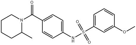 3-methoxy-N-{4-[(2-methyl-1-piperidinyl)carbonyl]phenyl}benzenesulfonamide 结构式