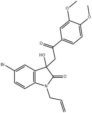 1-allyl-5-bromo-3-[2-(3,4-dimethoxyphenyl)-2-oxoethyl]-3-hydroxy-1,3-dihydro-2H-indol-2-one 结构式