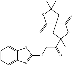 3-[(1,3-benzothiazol-2-ylsulfanyl)acetyl]-3,8,8-trimethyl-2,7-dioxaspiro[4.4]nonane-1,6-dione 结构式