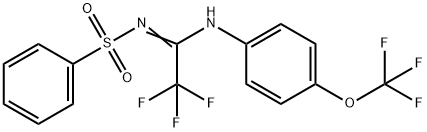 N-{2,2,2-trifluoro-N-[4-(trifluoromethoxy)phenyl]ethanimidoyl}benzenesulfonamide 结构式