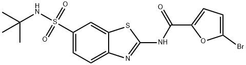 5-bromo-N-{6-[(tert-butylamino)sulfonyl]-1,3-benzothiazol-2-yl}-2-furamide 结构式