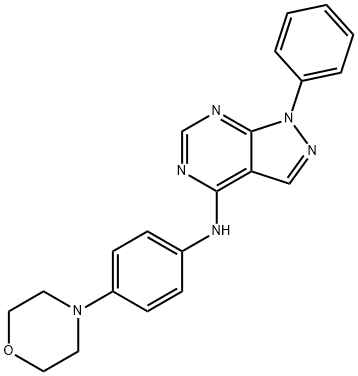 N-[4-(4-morpholinyl)phenyl]-N-(1-phenyl-1H-pyrazolo[3,4-d]pyrimidin-4-yl)amine 结构式