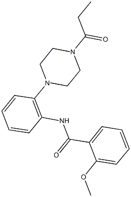 2-methoxy-N-[2-(4-propionyl-1-piperazinyl)phenyl]benzamide 结构式