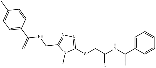 4-methyl-N-{[4-methyl-5-({2-oxo-2-[(1-phenylethyl)amino]ethyl}sulfanyl)-4H-1,2,4-triazol-3-yl]methyl}benzamide 结构式