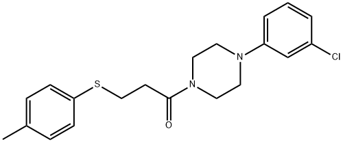 3-[4-(3-chlorophenyl)-1-piperazinyl]-3-oxopropyl 4-methylphenyl sulfide 结构式