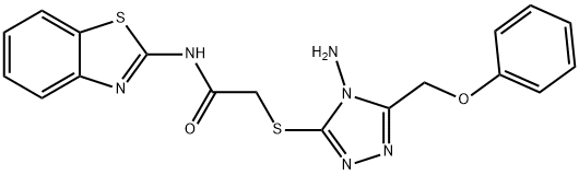 2-{[4-amino-5-(phenoxymethyl)-4H-1,2,4-triazol-3-yl]sulfanyl}-N-(1,3-benzothiazol-2-yl)acetamide 结构式