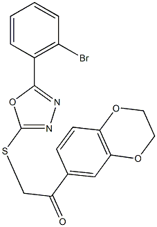 2-{[5-(2-bromophenyl)-1,3,4-oxadiazol-2-yl]sulfanyl}-1-(2,3-dihydro-1,4-benzodioxin-6-yl)ethanone 结构式