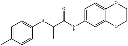 N-(2,3-dihydro-1,4-benzodioxin-6-yl)-2-[(4-methylphenyl)sulfanyl]propanamide 结构式