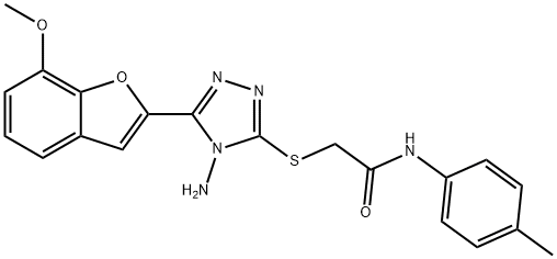 2-{[4-amino-5-(7-methoxy-1-benzofuran-2-yl)-4H-1,2,4-triazol-3-yl]sulfanyl}-N-(4-methylphenyl)acetamide 结构式