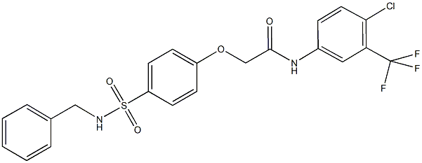 2-{4-[(benzylamino)sulfonyl]phenoxy}-N-[4-chloro-3-(trifluoromethyl)phenyl]acetamide 结构式