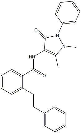 N-(1,5-dimethyl-3-oxo-2-phenyl-2,3-dihydro-1H-pyrazol-4-yl)-2-(2-phenylethyl)benzamide 结构式