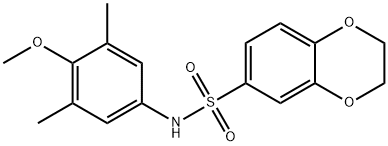 N-(4-methoxy-3,5-dimethylphenyl)-2,3-dihydro-1,4-benzodioxine-6-sulfonamide 结构式