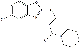 5-chloro-1,3-benzoxazol-2-yl 3-oxo-3-(1-piperidinyl)propyl sulfide 结构式