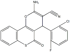 2-amino-4-(2-chloro-6-fluorophenyl)-5-oxo-4H,5H-thiochromeno[4,3-b]pyran-3-carbonitrile 结构式