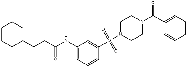 N-{3-[(4-benzoyl-1-piperazinyl)sulfonyl]phenyl}-3-cyclohexylpropanamide 结构式