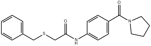 2-(benzylsulfanyl)-N-[4-(1-pyrrolidinylcarbonyl)phenyl]acetamide 结构式