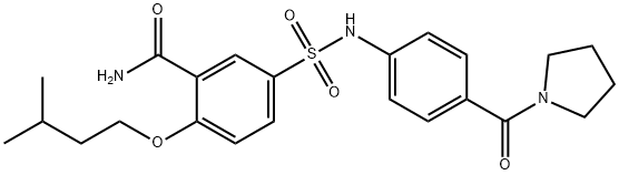 2-(isopentyloxy)-5-{[4-(1-pyrrolidinylcarbonyl)anilino]sulfonyl}benzamide 结构式