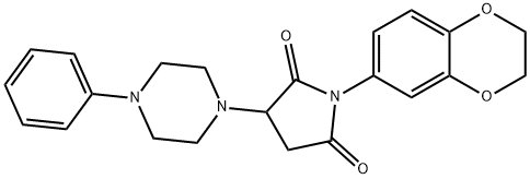 1-(2,3-dihydro-1,4-benzodioxin-6-yl)-3-(4-phenyl-1-piperazinyl)-2,5-pyrrolidinedione 结构式