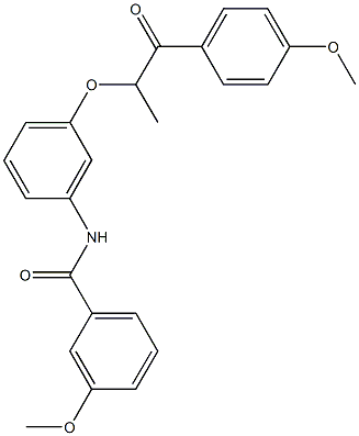 3-methoxy-N-{3-[2-(4-methoxyphenyl)-1-methyl-2-oxoethoxy]phenyl}benzamide 结构式