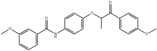3-methoxy-N-{4-[2-(4-methoxyphenyl)-1-methyl-2-oxoethoxy]phenyl}benzamide 结构式