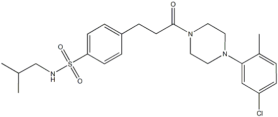 4-{3-[4-(5-chloro-2-methylphenyl)-1-piperazinyl]-3-oxopropyl}-N-isobutylbenzenesulfonamide 结构式