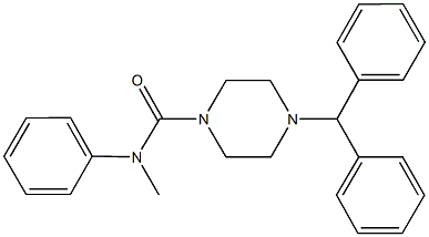4-benzhydryl-N-methyl-N-phenyl-1-piperazinecarboxamide 结构式