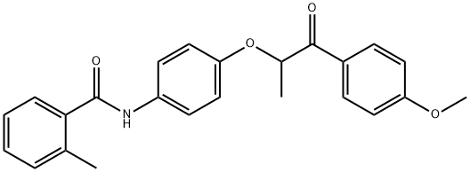 N-{4-[2-(4-methoxyphenyl)-1-methyl-2-oxoethoxy]phenyl}-2-methylbenzamide 结构式