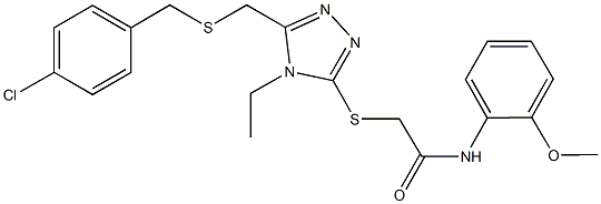 2-[(5-{[(4-chlorobenzyl)sulfanyl]methyl}-4-ethyl-4H-1,2,4-triazol-3-yl)sulfanyl]-N-(2-methoxyphenyl)acetamide 结构式